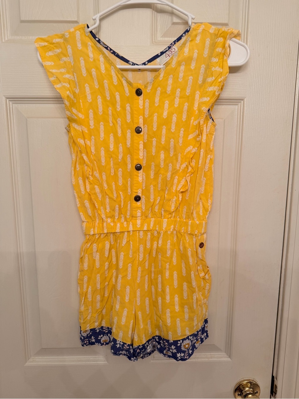 Matilda Jane Yellow Printed Romper with Navy Floral Hem